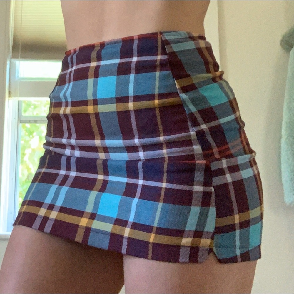 Plaid Notch Pelmet Mini Skirt
